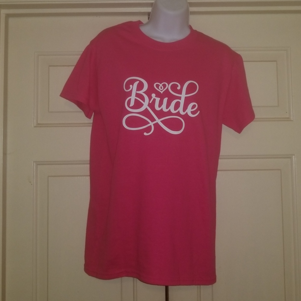 Bride tee shirt pink shirt wedding